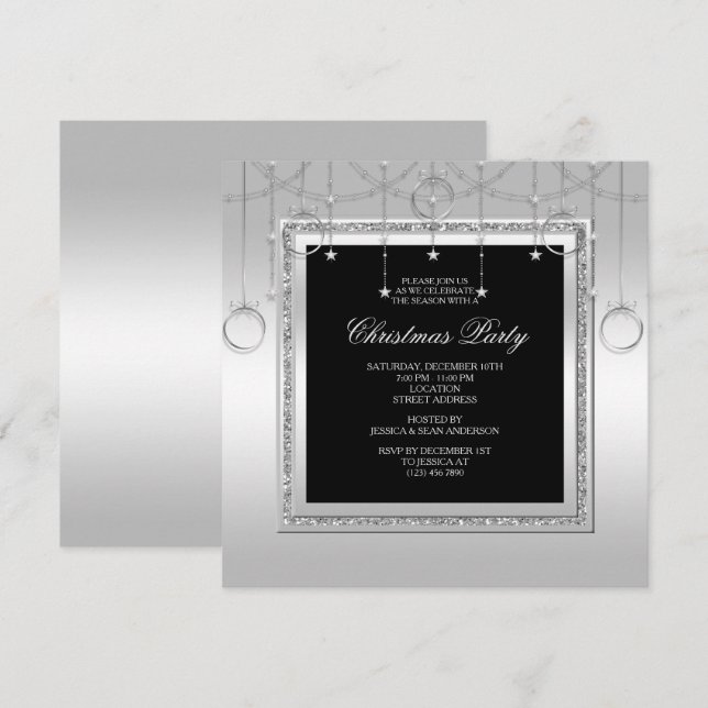 Invitation Fête de Noël des étoiles et des anneaux (Devant / Derrière)