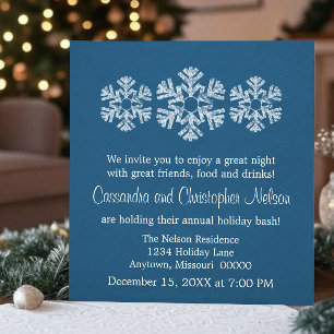 Invitation Fête de Noël des fêtes de neige, Blue