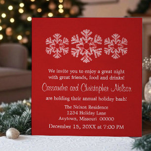 Invitation Fête de Noël des fêtes de neige, Rouge