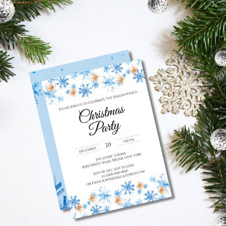 Invitation Fête de Noël des flocons d'eau modernes