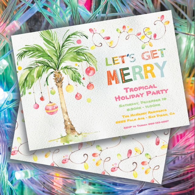 Invitation Fête de Noël des palmiers tropicaux (Créateur téléchargé)
