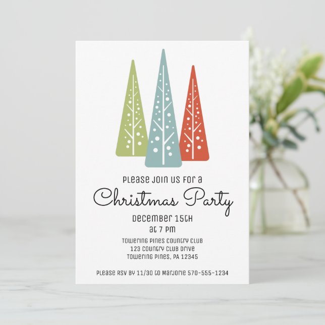 Invitation Fête de Noël des pins modernes du siècle (Debout devant)
