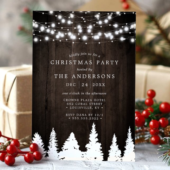 Invitation Fête de Noël des pins rustiques (Créateur téléchargé)