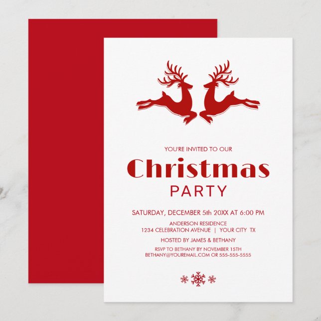 Invitation Fête de Noël des Red Deer blancs (Devant / Derrière)