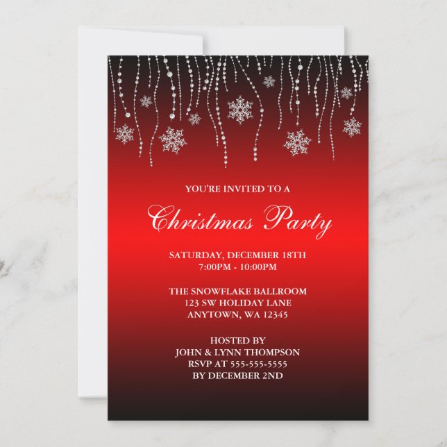 Invitation Fête de Noël des Snowflakes de Black Rouge (Devant)