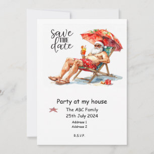 Invitation Fête de Noël d'été avec pique-nique du Père Noël