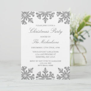 Invitation Fête de Noël d'hiver Silver Snowflake
