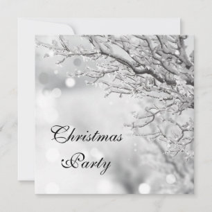 Invitation Fête de Noël d'hiver Silver Sparkle