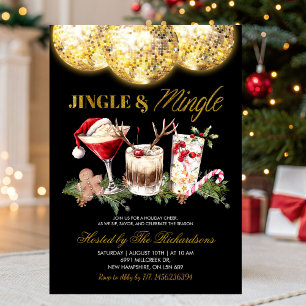 Invitation Fête de Noël disco Jingle And Mingle Cocktail