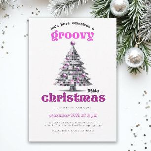 Invitation Fête de Noël disco rose Groovy Little Christmas