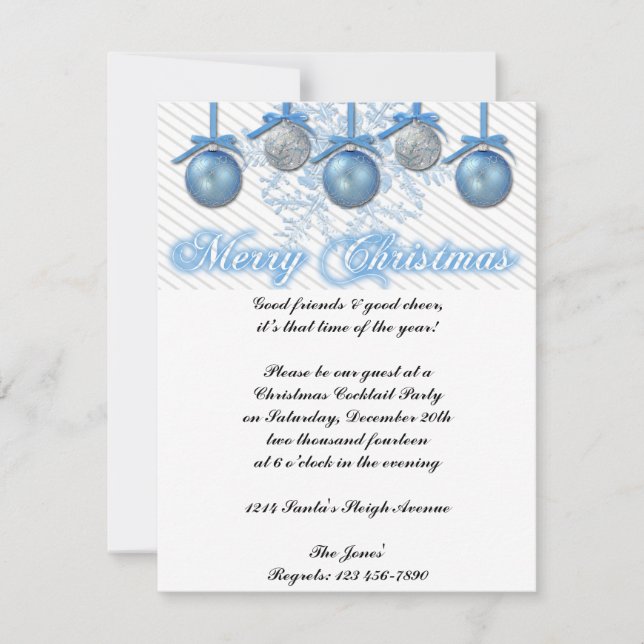Invitation Fête de Noël d'ornements de parties scintillantes (Devant)