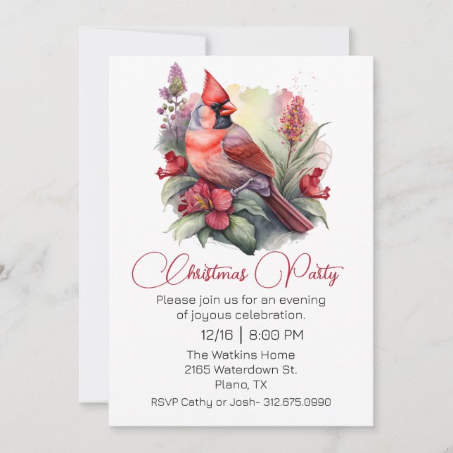 Invitation Fête de Noël du cardinal rouge (Devant)