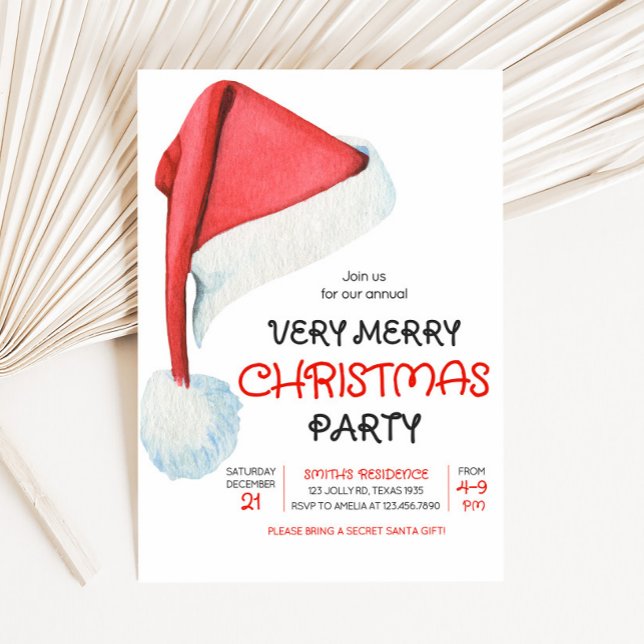 Invitation Fête de Noël du Casquette du Père Noël (Santa Hat Christmas Party Invitation
)
