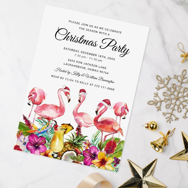 Invitation Fête de Noël du Flamant rose tropical (Créateur téléchargé)
