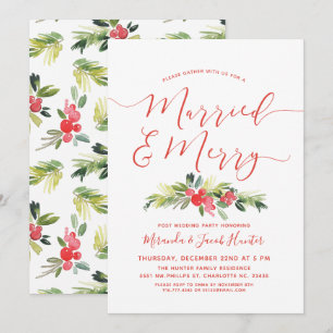 Invitation Fête de Noël du Mariage Marié & Joyeux Post