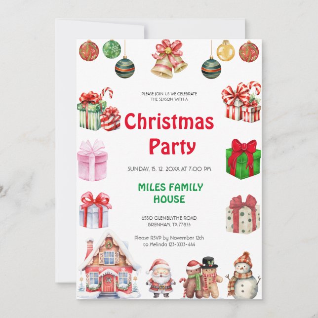 Invitation Fête de Noël du Père Noël (Devant)