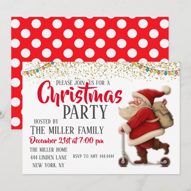 Invitation Fête de Noël du Père Noël (Devant / Derrière)