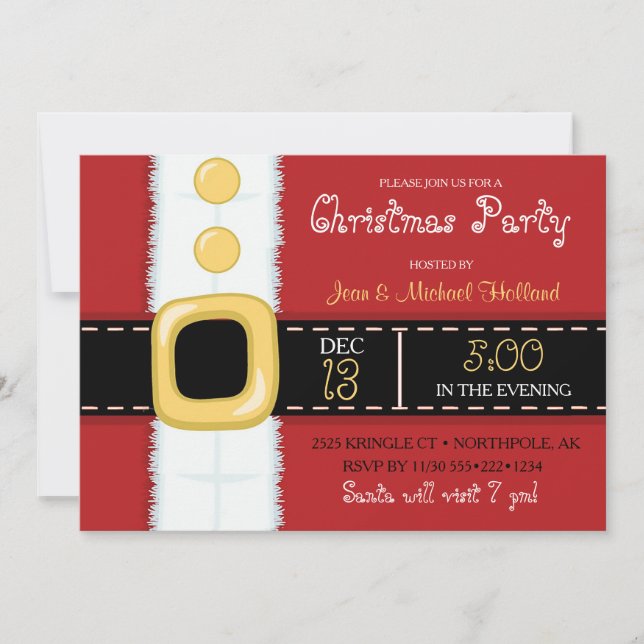 Invitation Fête de Noël du Père Noël (Devant)