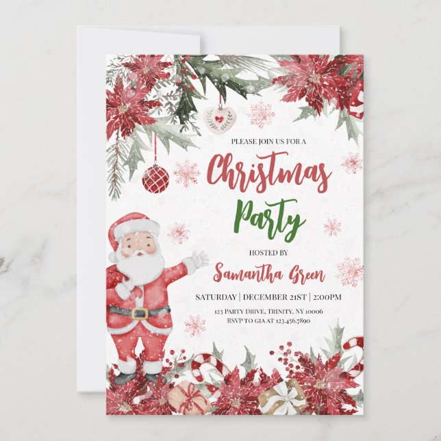Invitation Fête de Noël du Père Noël (Devant)
