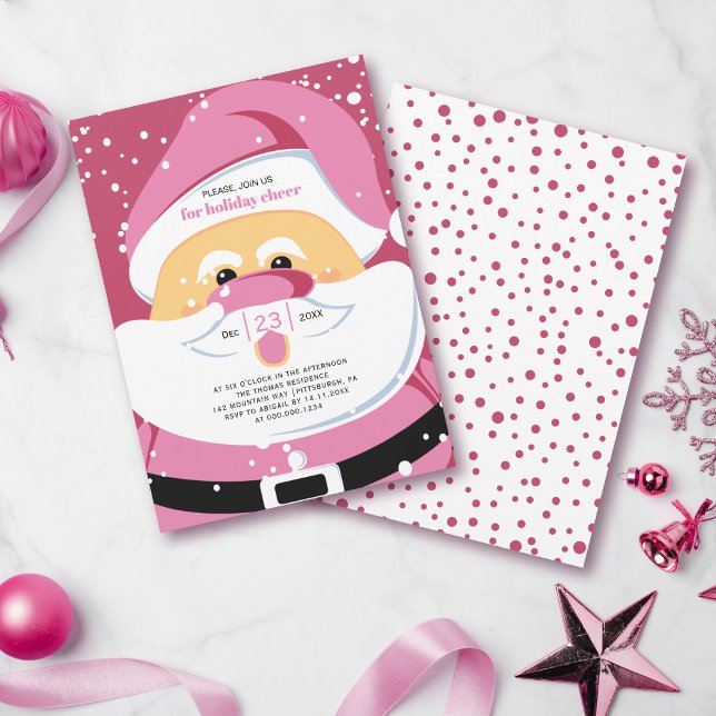 Invitation Fête de Noël du Père Noël rose (Créateur téléchargé)