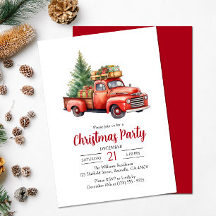 Invitation Fête de Noël du Truck Vintage Rouge
