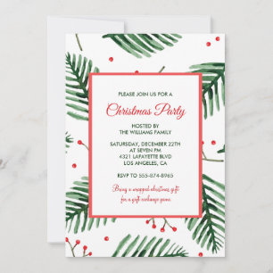 Invitation Fête de Noël Élégant Evergreen