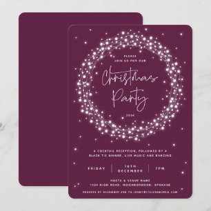 Invitation Fête de Noël Elegant Plum Sparkling