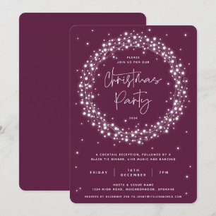 Invitation Fête de Noël Elegant Plum Sparkling