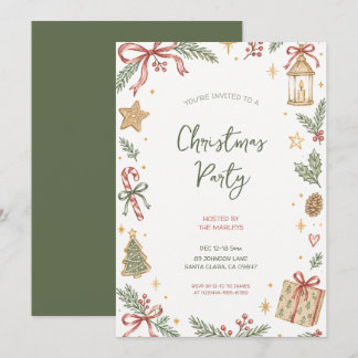 Invitation Fête de Noël élégante à l'aquarelle