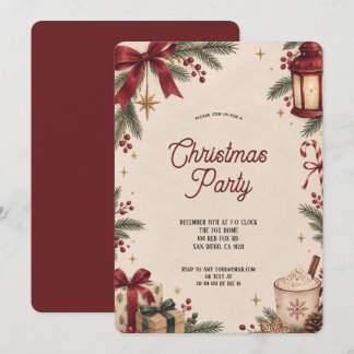 Invitation Fête de Noël élégante à l'aquarelle