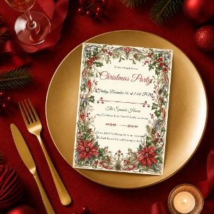 Invitation Fête de Noël élégante Art Nouveau