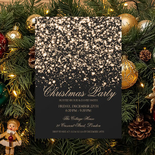 Invitation Fête de Noël élégante Gold Midnight Glam