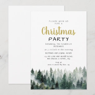 Invitation Fête de Noël élégante moderne en forêt de pins