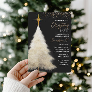 Invitation Fête de Noël élégante noire et or 