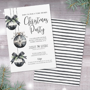 Invitation Fête de Noël Élégante Simple Noir et Blanc