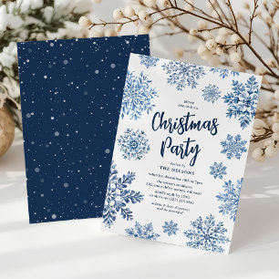 Invitation Fête de Noël élégante Toile Flocon de neige