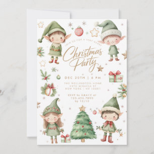 Invitation Fête de Noël Elfes Elfes Enfants