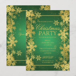 Invitation Fête de Noël Emerald & Gold Foil