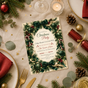 Invitation Fête de Noël Émeraude Élégante