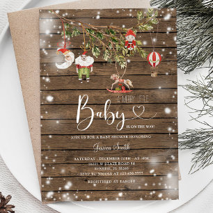 Invitation Fête de Noël en bois rustique