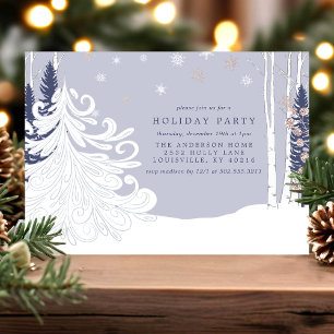 Invitation Fête de Noël en forêt enneigée en plein hiver