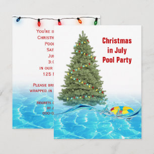 Invitation Fête de Noël en Juillet au bord de la piscine