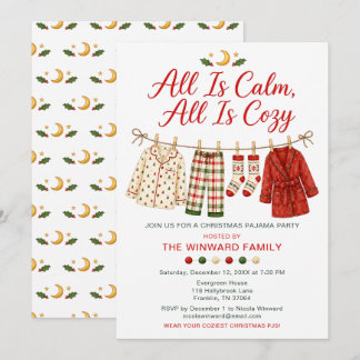 Invitation Fête de Noël en pyjama cosy