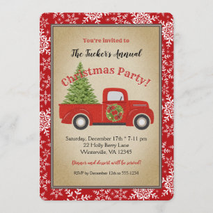 Invitation Fête de Noël en Russie : Arbre à camions rouges et