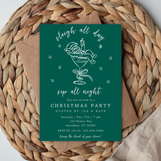Invitation Fête de Noël en traîneau et en sirotant  (Créateur téléchargé)