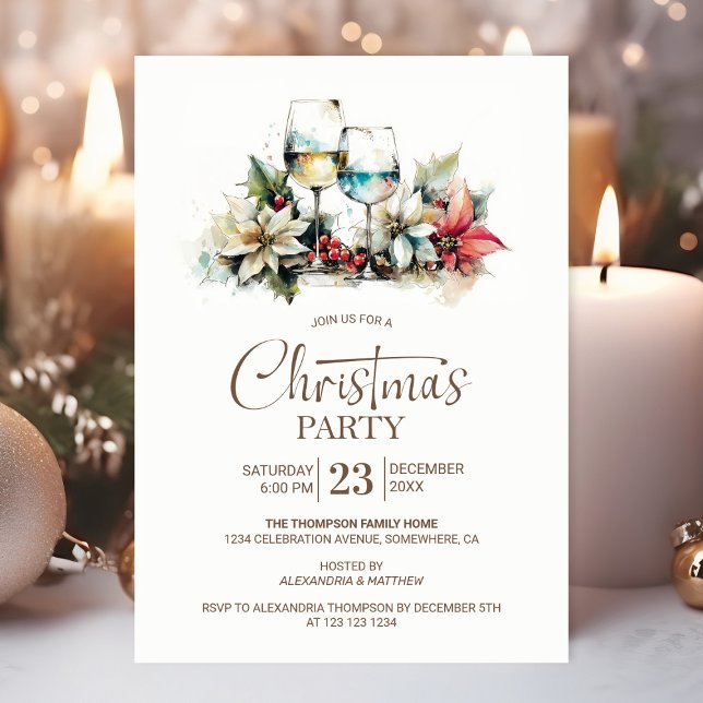 Invitation Fête de Noël en verre de vin (Créateur téléchargé)