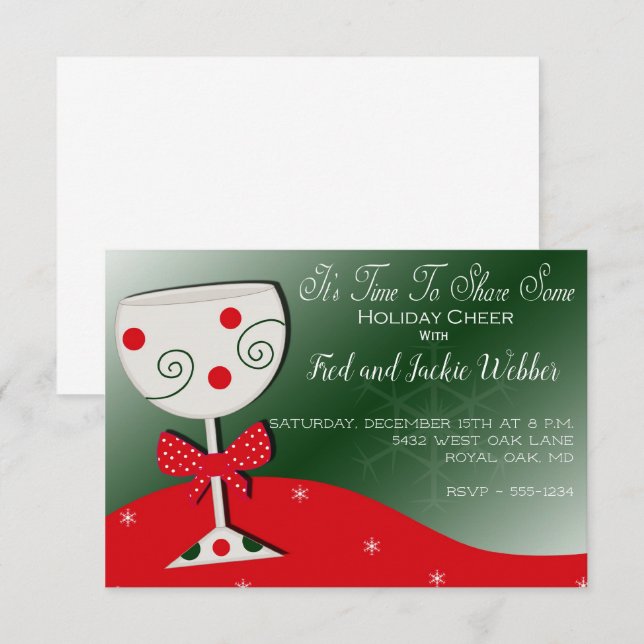Invitation Fête de Noël en verre de vin de Noël (Devant / Derrière)