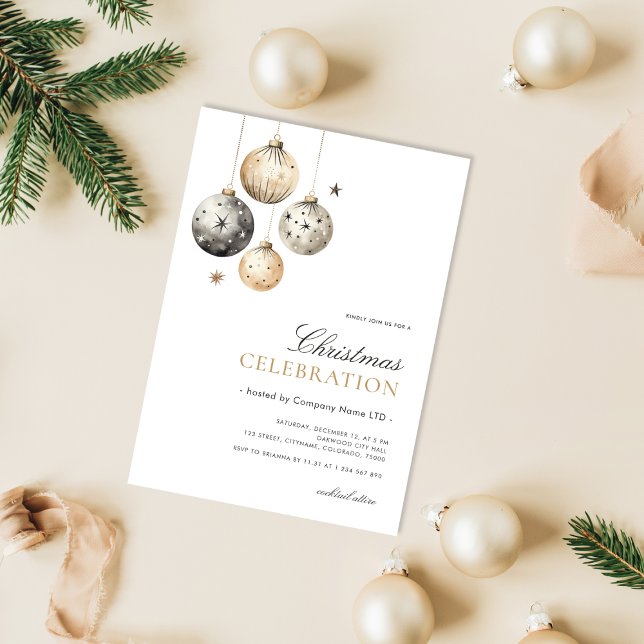 Invitation Fête de Noël Entreprise Bureau Parti Or (Créateur téléchargé)