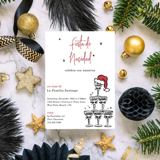 Invitation Fête de Noël espagnole Fiesta De Navidad (Créateur téléchargé)