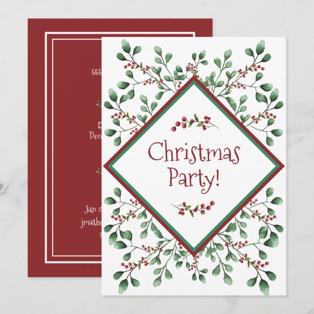Invitation Fête de Noël - Fête - (Devant / Derrière)